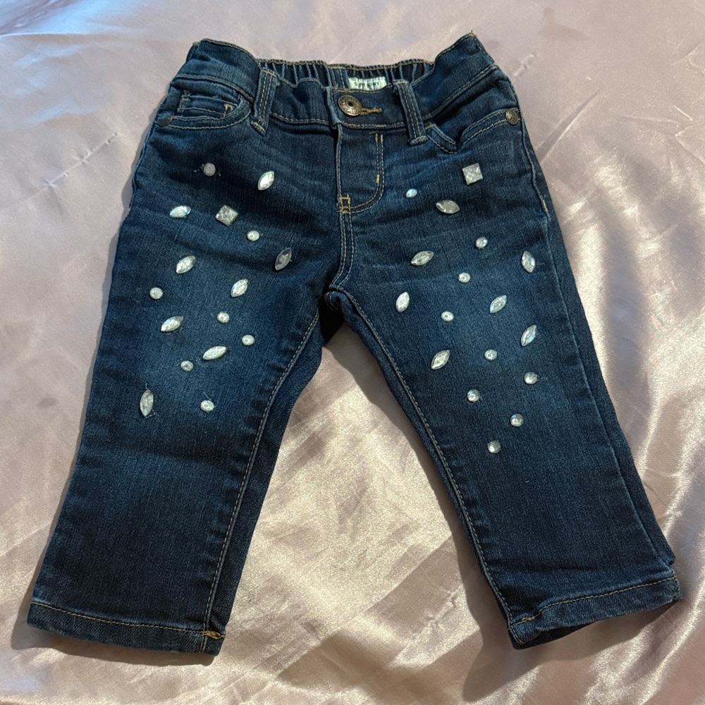 Stylish Kids Denim Jeans with diamond Accents